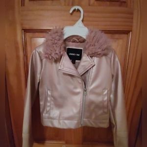 Limited too Girl's sz 7/8 pink jacket w/ faux fur colar - NWOT